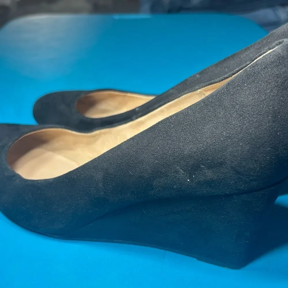 A New Day Black Suede Wedges Womens Size 9.5 EPC